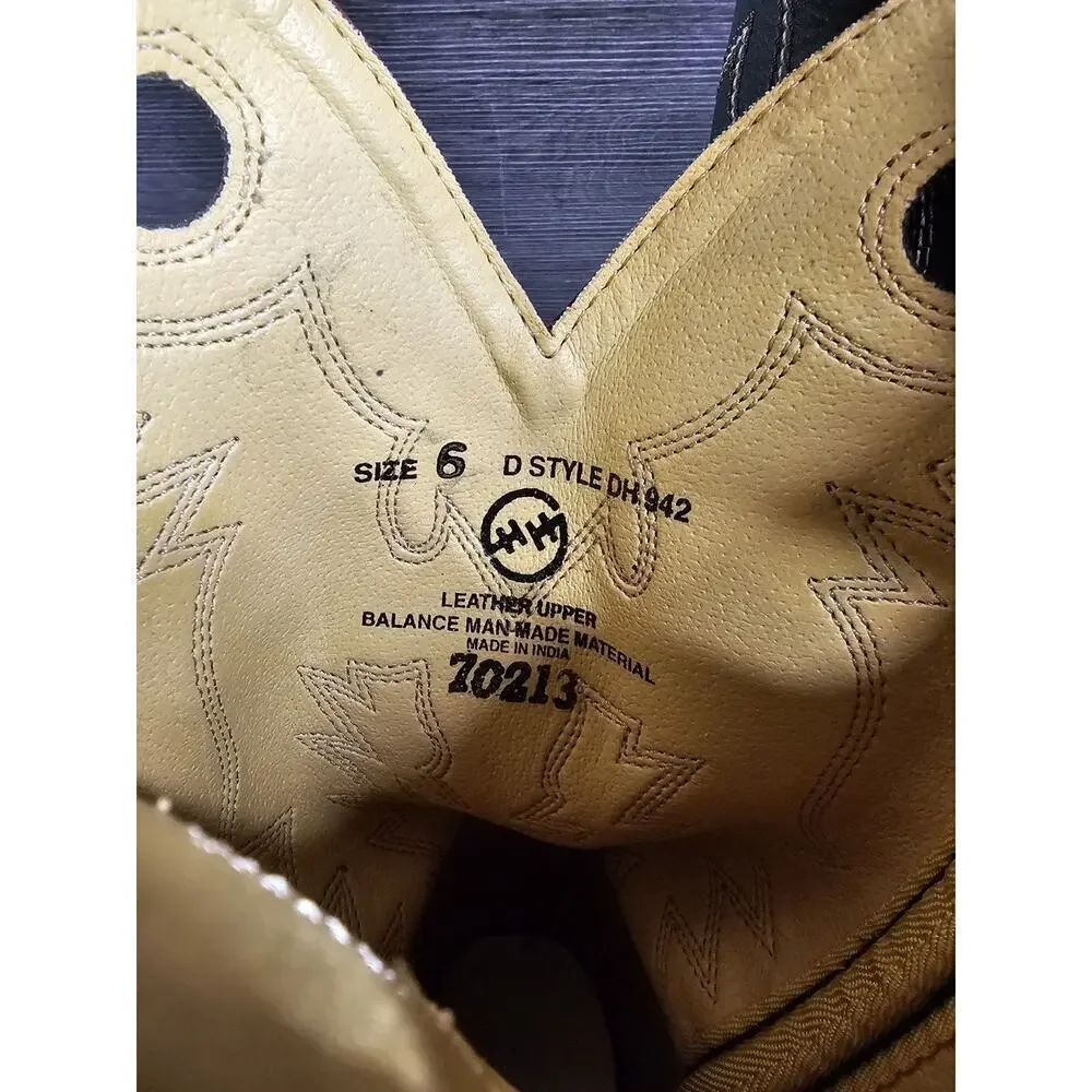 Double-H Boots Domestic Round Toe Western Buckaroo DH942 Trucker Soft Toe 6 D